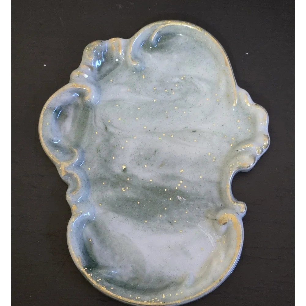 Antique Gold Trinket Tray  Baroque Resin Jewelry Trinket Dish‎ Handmade Decor